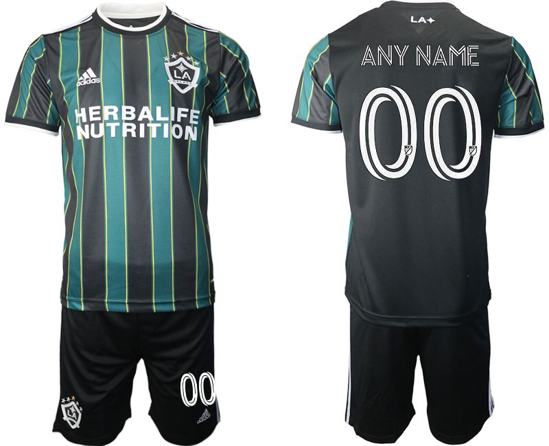 Men 2021-2022 Club Los Angeles Galaxy away black customized Adidas Soccer Jersey->customized soccer jersey->Custom Jersey
